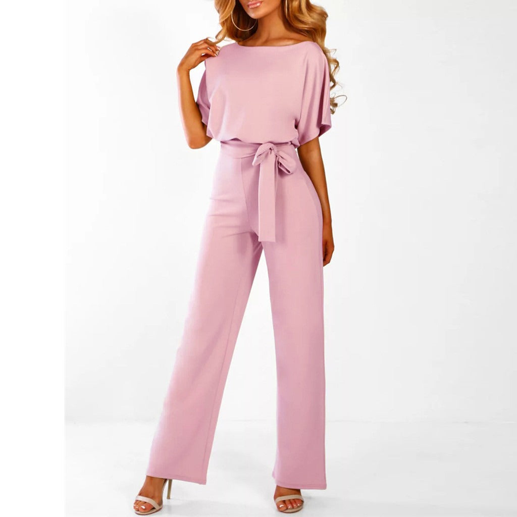 Cropped Full-Length Elegant Jumpsuit with Bow for Women