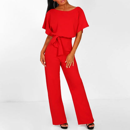 Cropped Full-Length Elegant Jumpsuit with Bow for Women