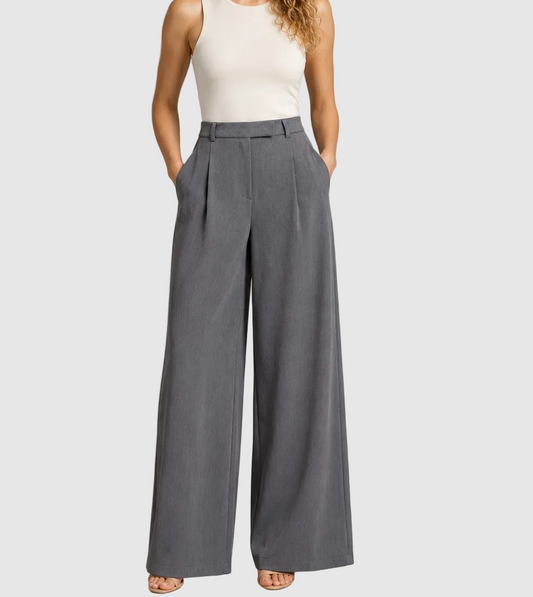 Wide Leg Trousers with Straight Hem for Women