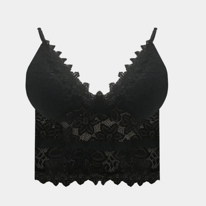 Lace Fitted Cropped Sleeveless Top with Sheer for Women