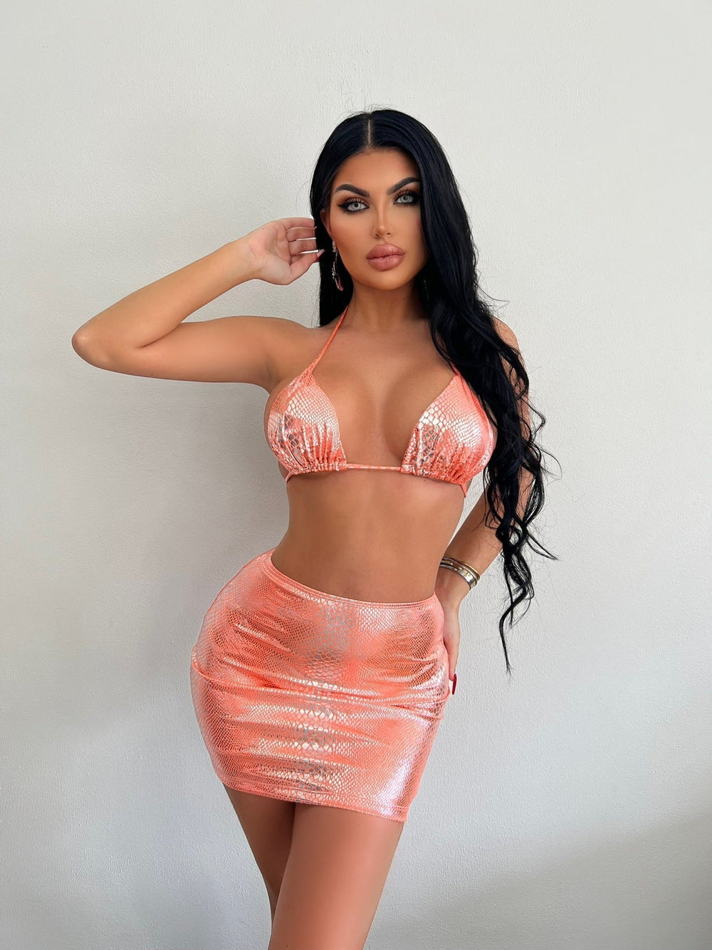 Metallic Sleeveless Two Piece Set for Women