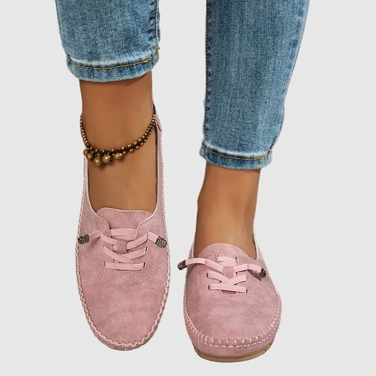 Lace-Up Loafers with Round Toe for Women