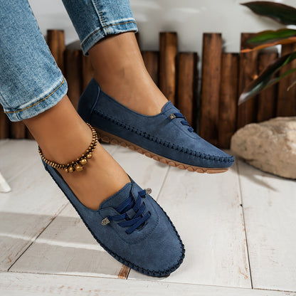 Lace-Up Loafers with Round Toe for Women