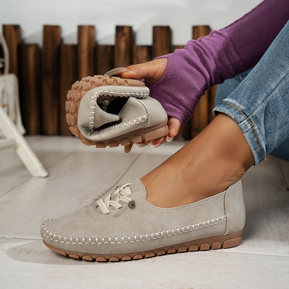 Lace-Up Loafers with Round Toe for Women