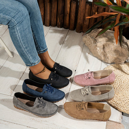 Lace-Up Loafers with Round Toe for Women