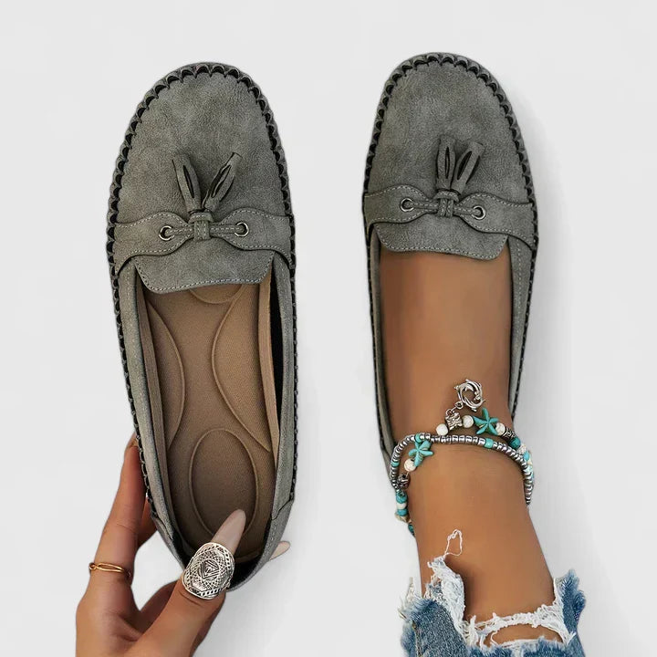 Suede Moccasin Loafers with Tassels for Women