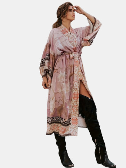 Floral Flowing Loose Fit Maxi Dress with Wide Sleeve for Women