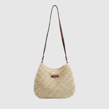 Woven Shoulder Bag with Adjustable Strap and Zip Closure for women
