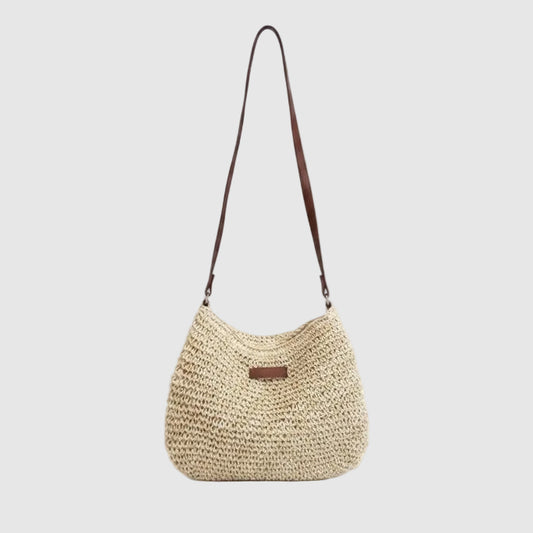 Woven Shoulder Bag with Adjustable Strap and Zip Closure for women