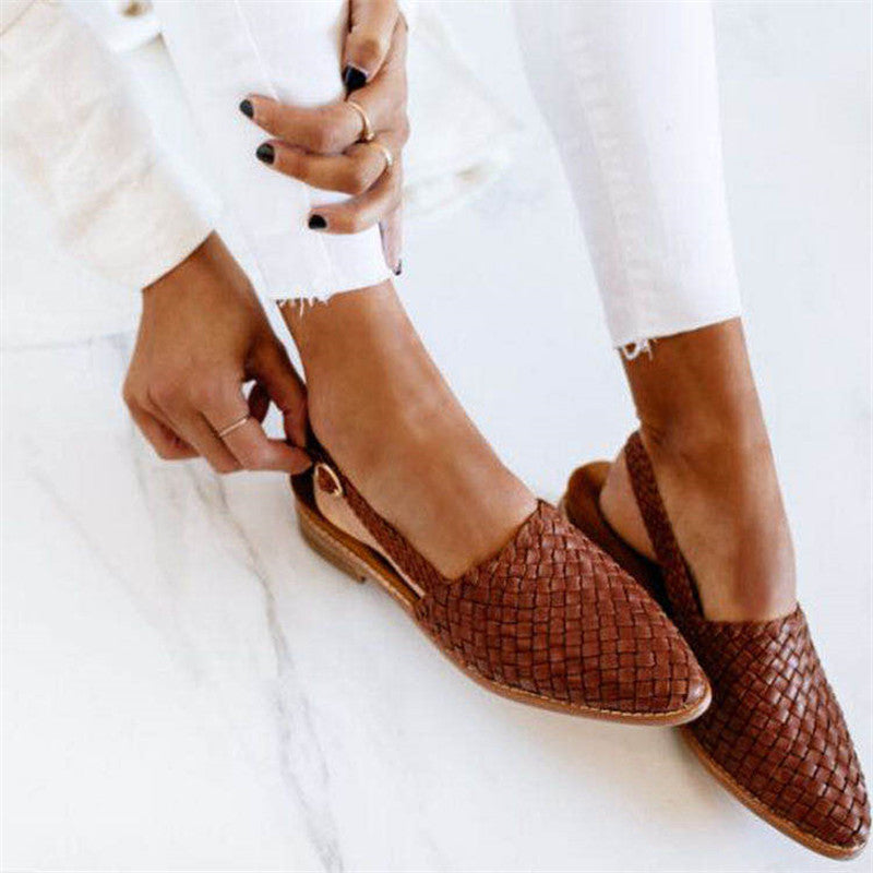 Woven Slingback Flats with Pointed Toe for Women
