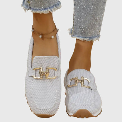 Platform Loafers with Gold Buckle for Women