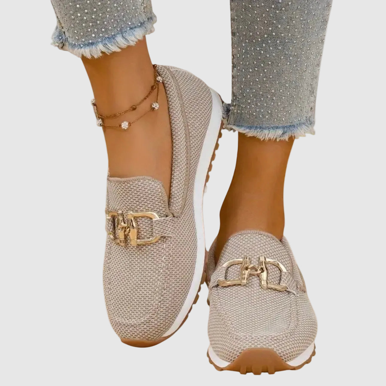 Platform Loafers with Gold Buckle for Women