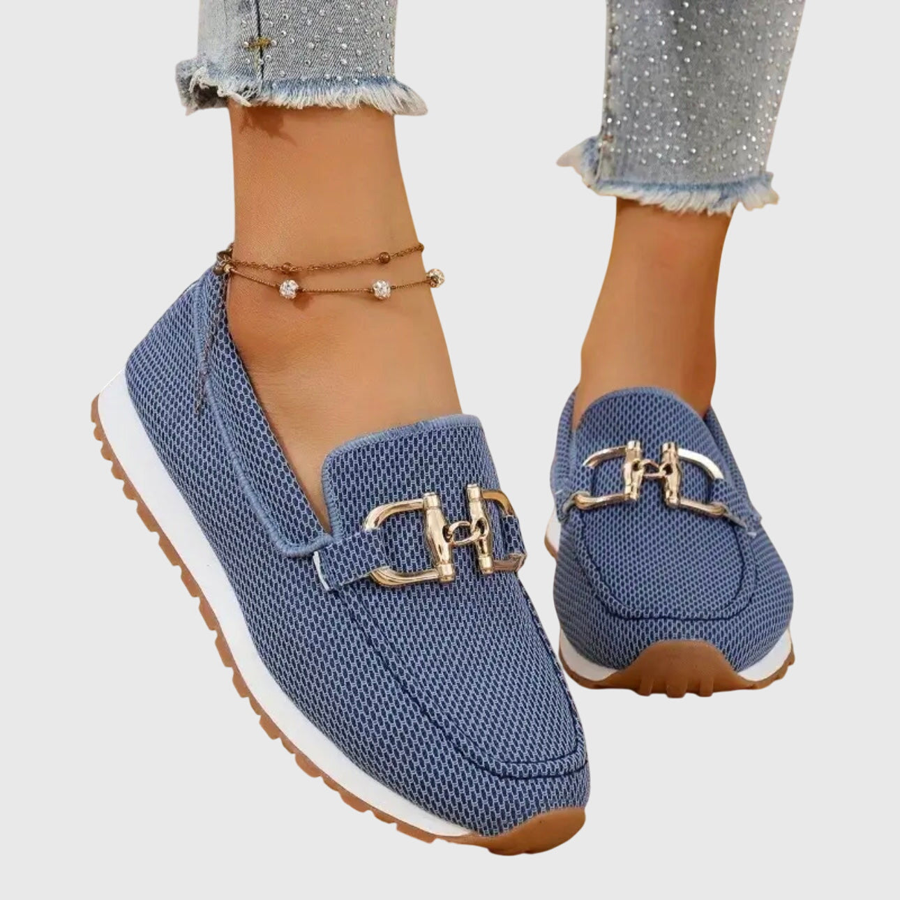 Platform Loafers with Gold Buckle for Women