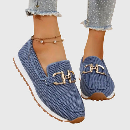 Platform Loafers with Gold Buckle for Women