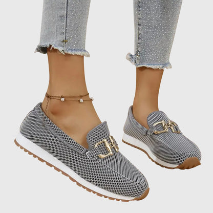 Platform Loafers with Gold Buckle for Women