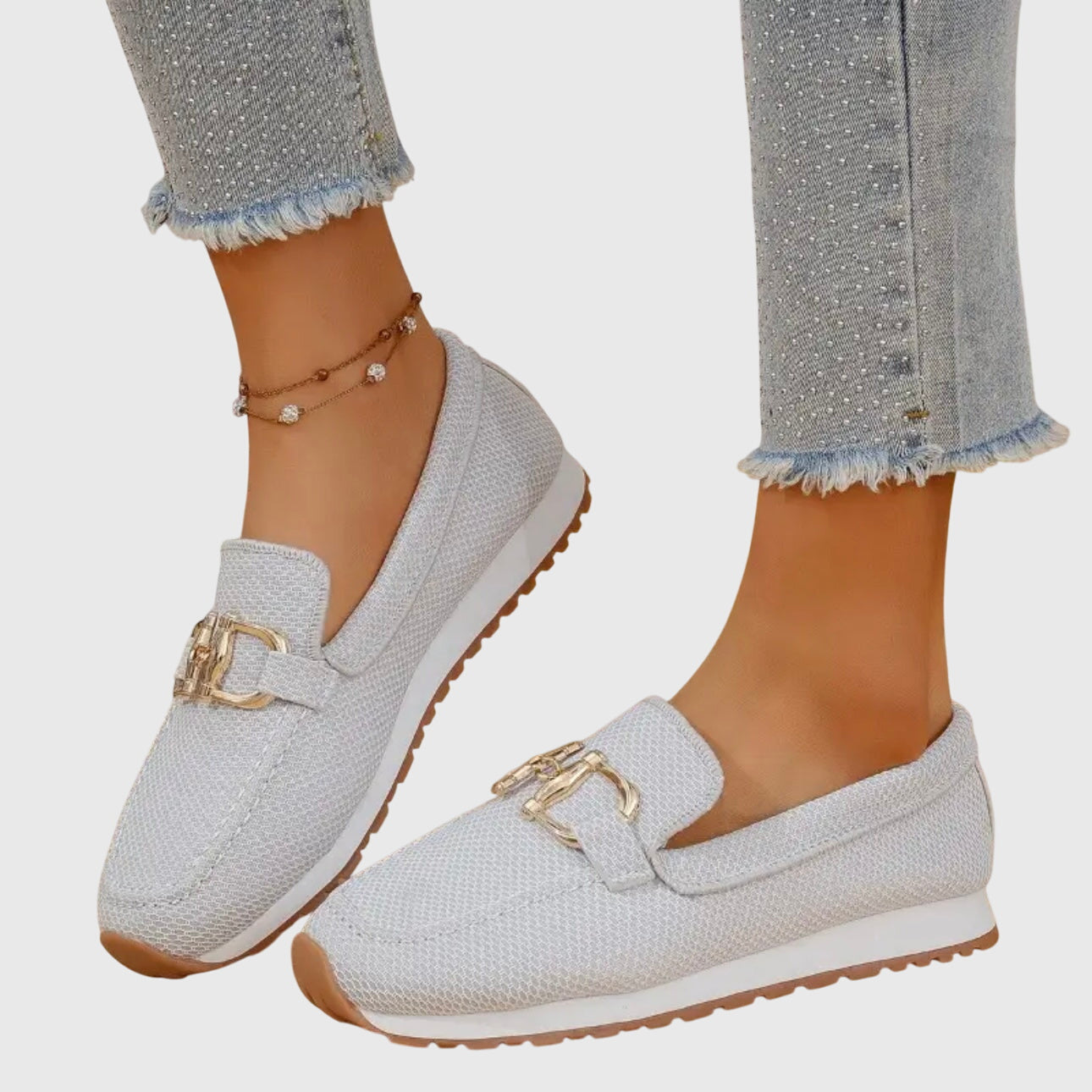 Platform Loafers with Gold Buckle for Women
