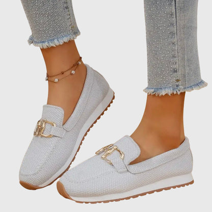 Platform Loafers with Gold Buckle for Women