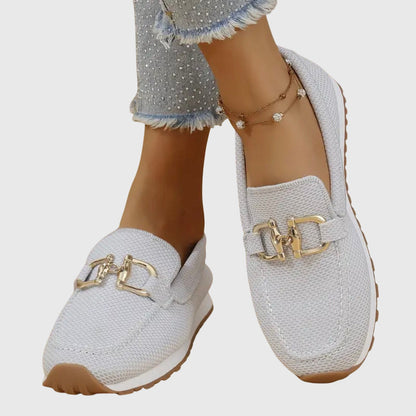 Platform Loafers with Gold Buckle for Women