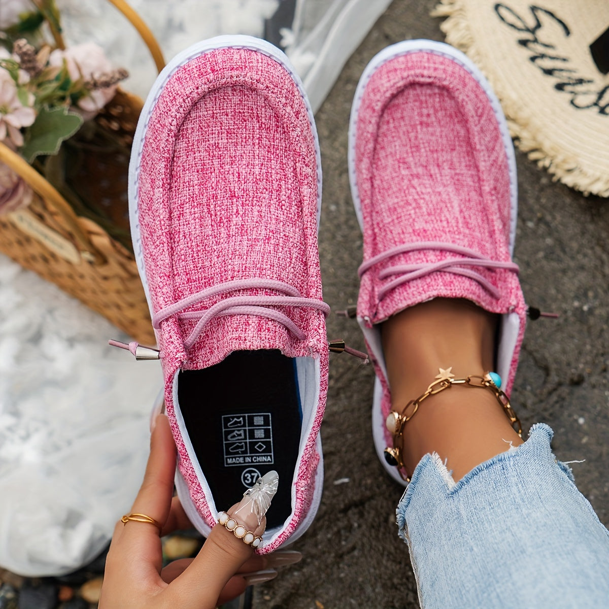 Lace-Up Loafers with White Sole for Women