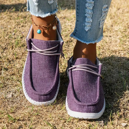 Lace-Up Loafers with White Sole for Women