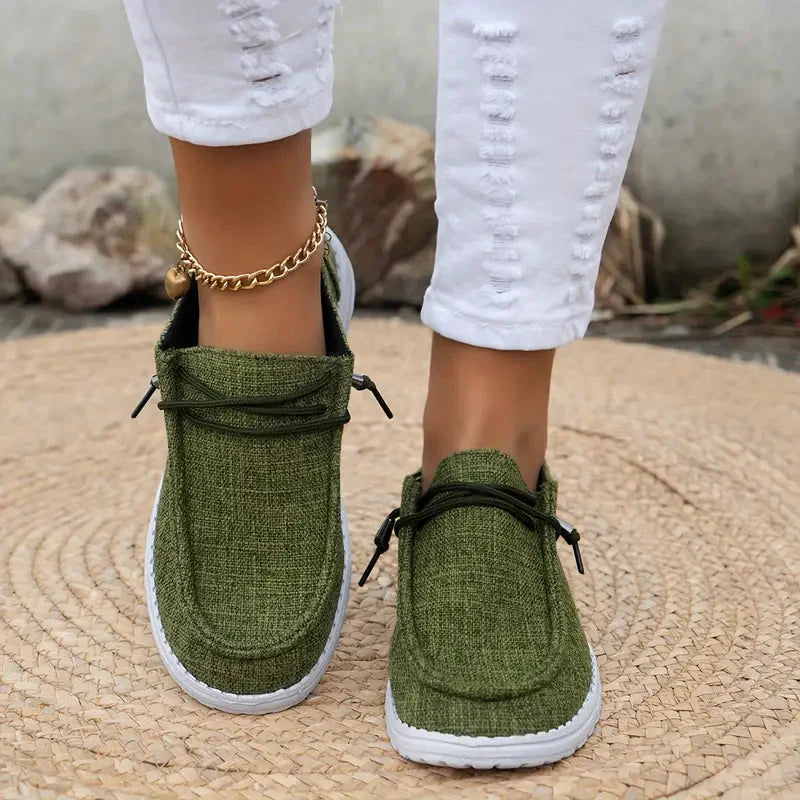 Lace-Up Loafers with White Sole for Women