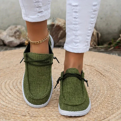 Lace-Up Loafers with White Sole for Women