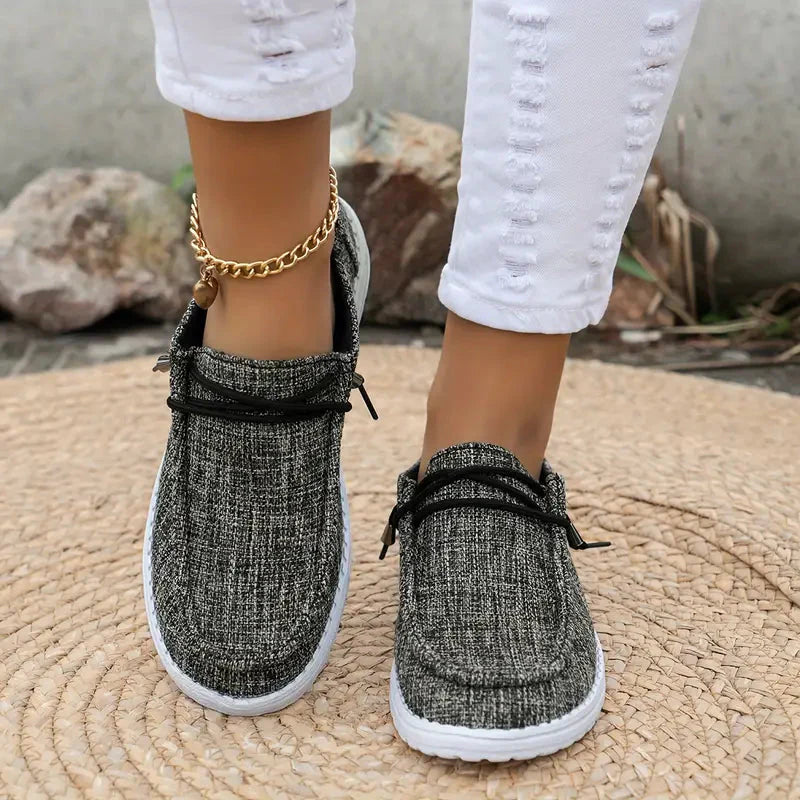 Lace-Up Loafers with White Sole for Women