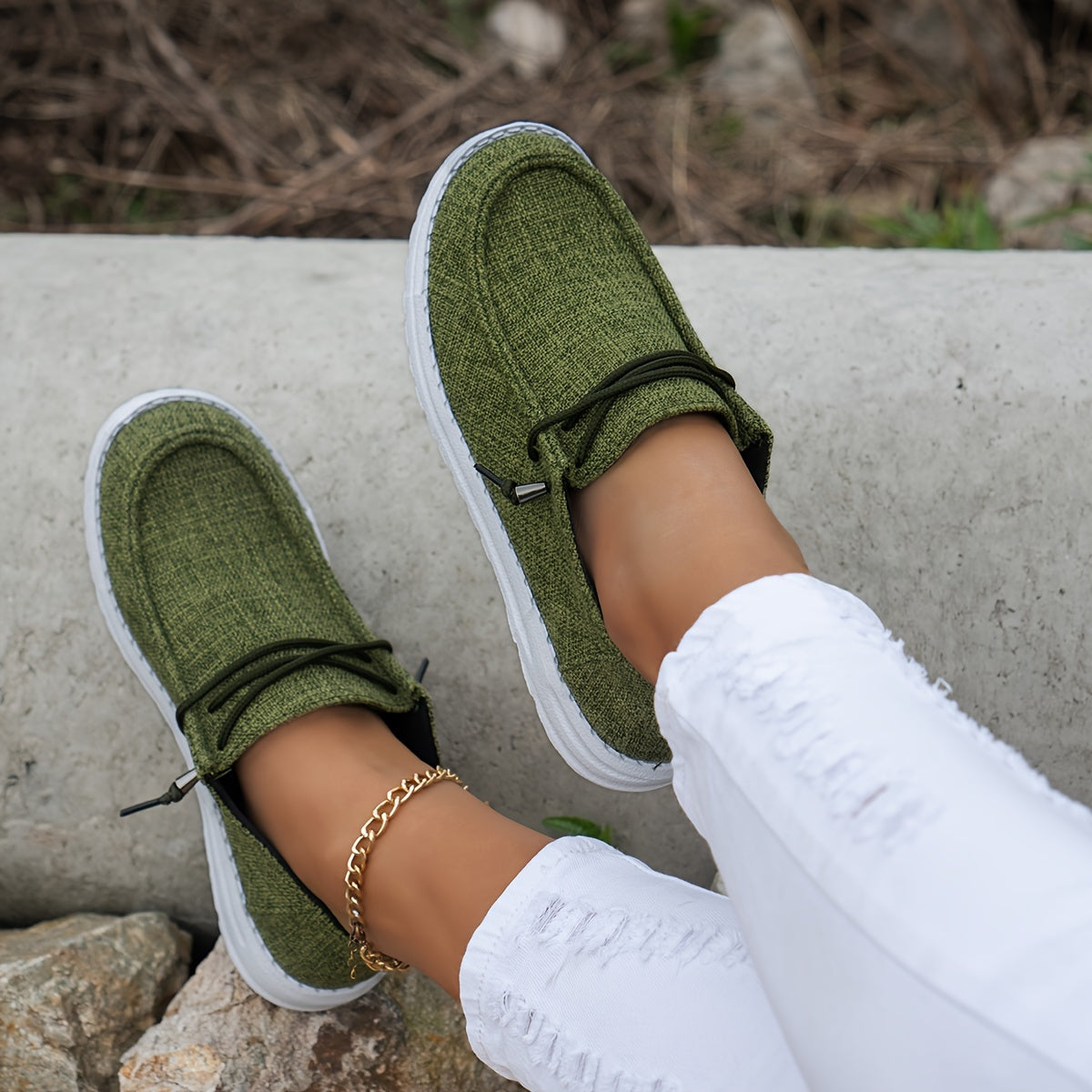 Lace-Up Loafers with White Sole for Women