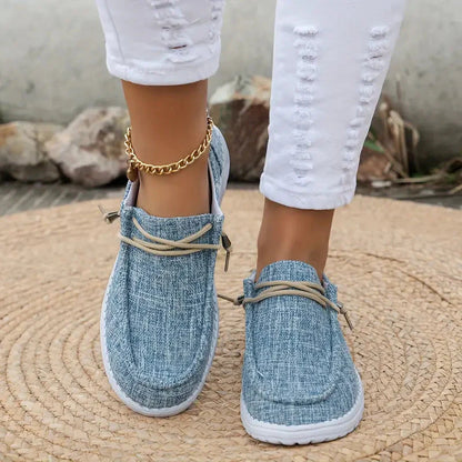 Lace-Up Loafers with White Sole for Women