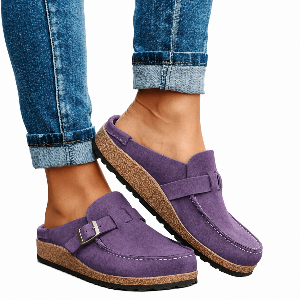 Cork Footbed Sandals with Buckle Strap for Women