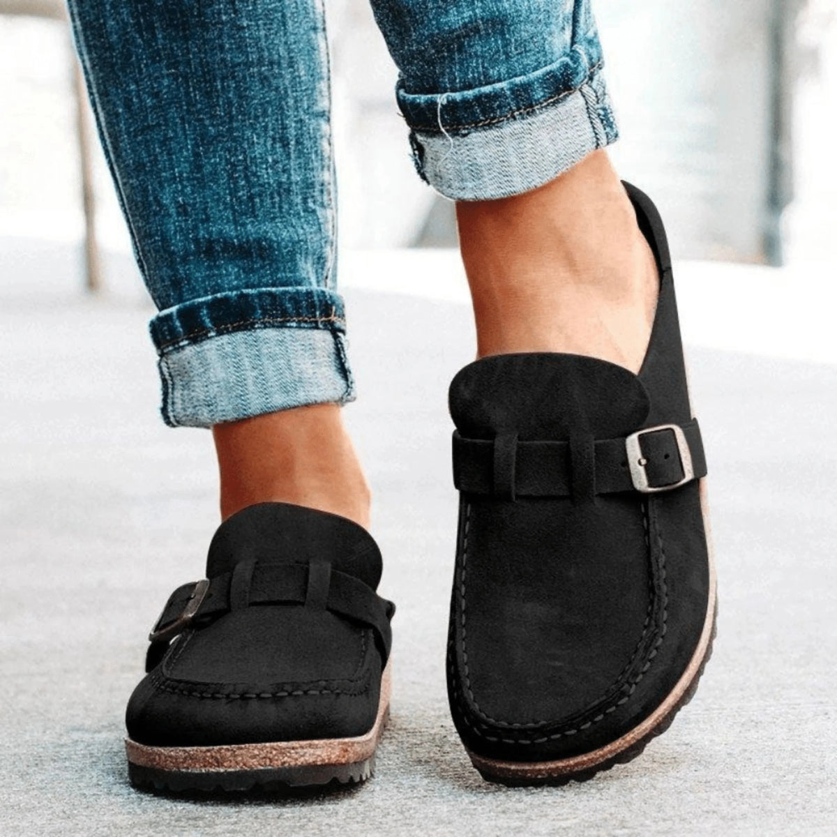 Cork Footbed Sandals with Buckle Strap for Women