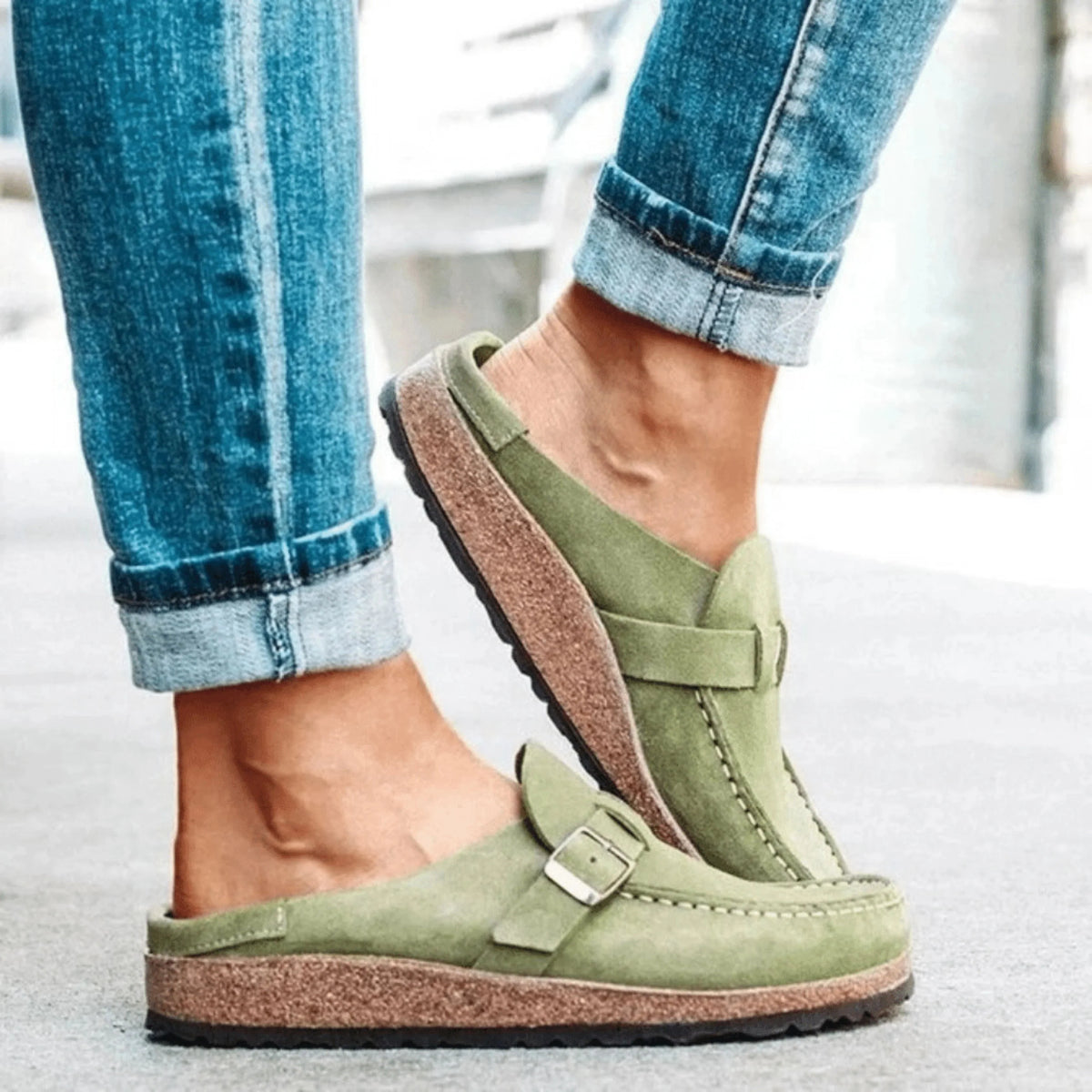 Cork Footbed Sandals with Buckle Strap for Women