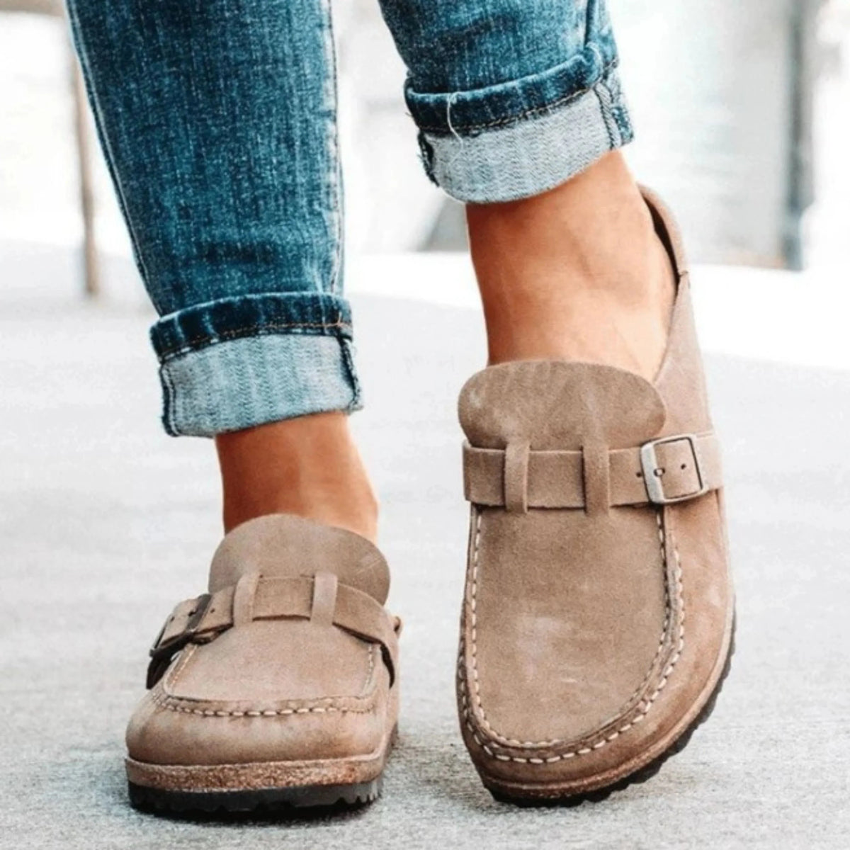 Cork Footbed Sandals with Buckle Strap for Women