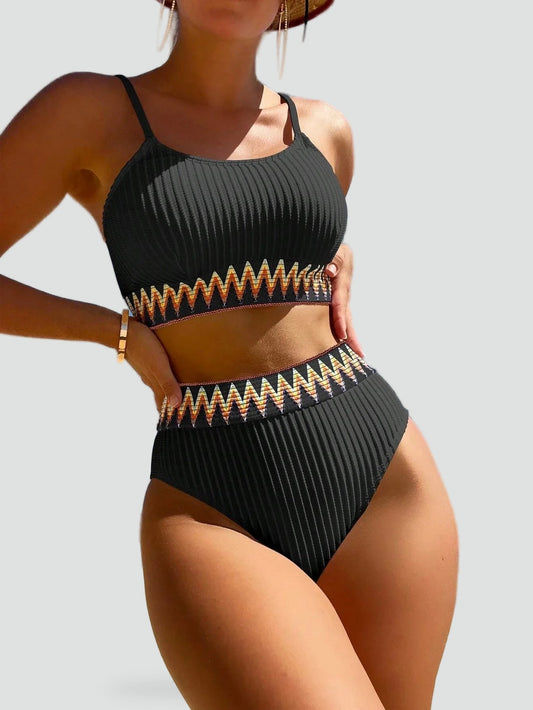 High Waist Bikini with Chevron Print for women