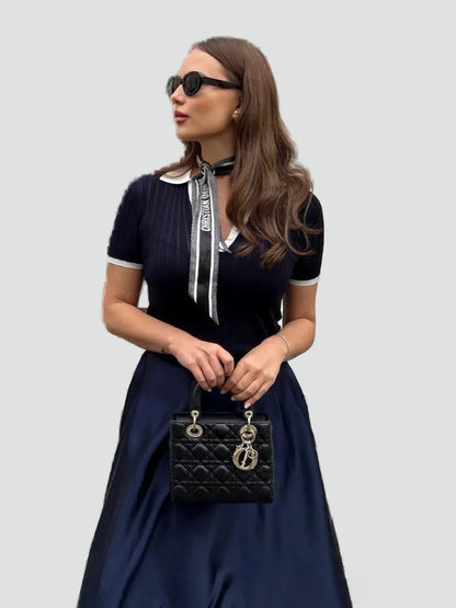 Polo Top with Contrasting Collar and Buttons for Women