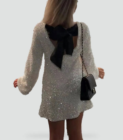 Sequin Mini Dress with Bow Detail for women