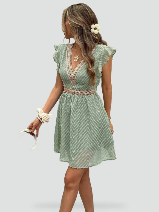 Mini Dress with High Neck and Ruffle Detail for Women