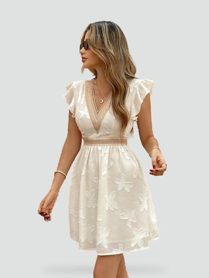 Mini Dress with High Neck and Ruffle Detail for Women