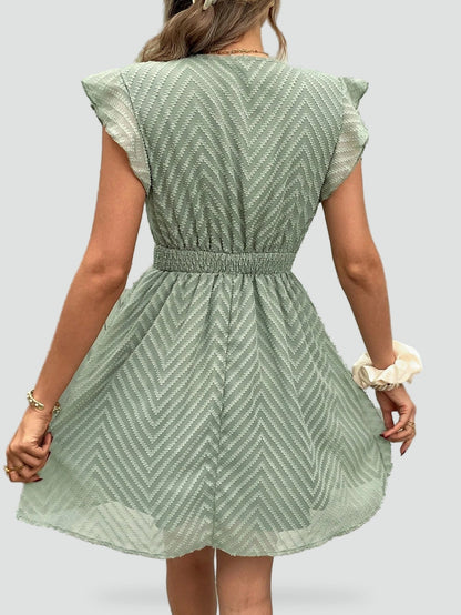 Mini Dress with High Neck and Ruffle Detail for Women