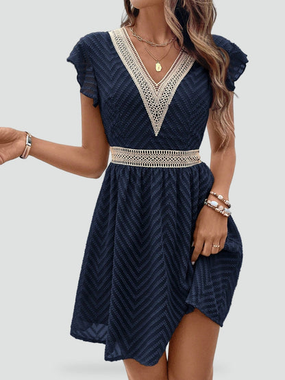 Mini Dress with High Neck and Ruffle Detail for Women