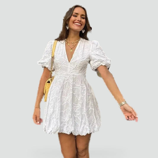 Puff Sleeve Midi Dress for Women