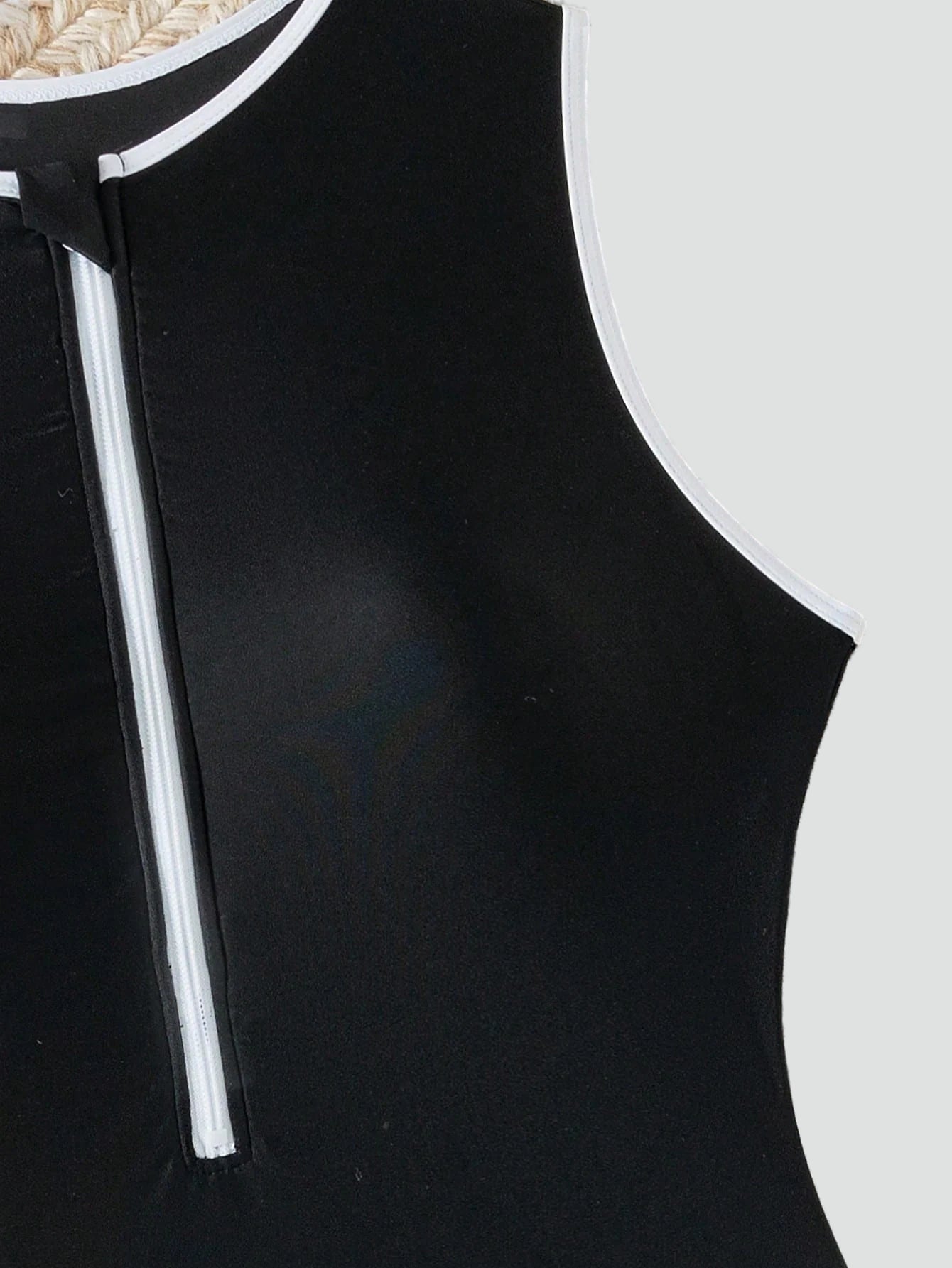 Swimsuit with Zip Front and Contrast Panel for women