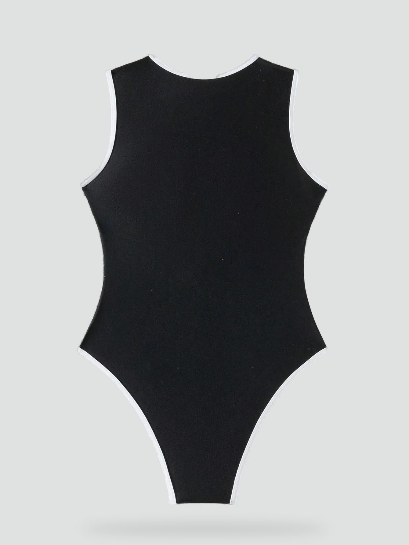 Swimsuit with Zip Front and Contrast Panel for women