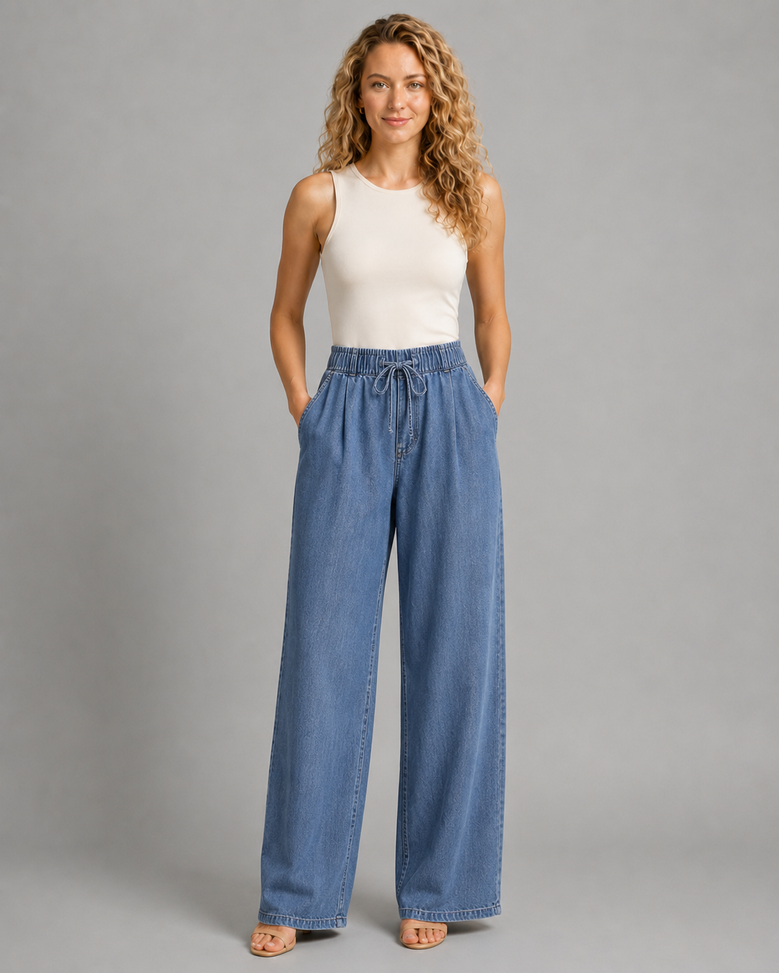 High Waist Wide Leg Lyocell Jeans for Women
