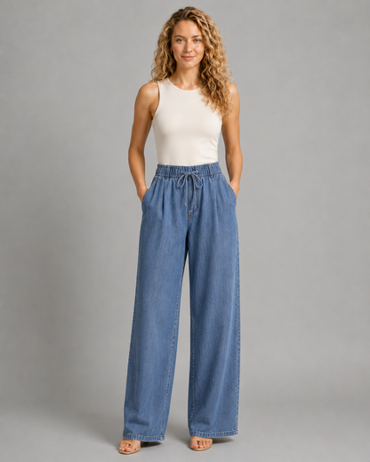 High Waist Wide Leg Lyocell Jeans for Women