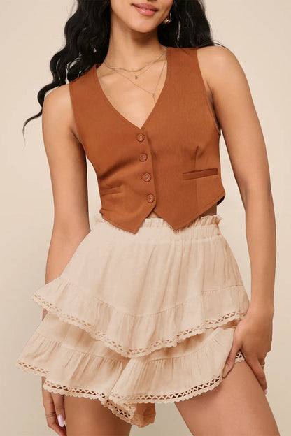 Midi Skirt Ruched Tiered Ruffle Hem for Women