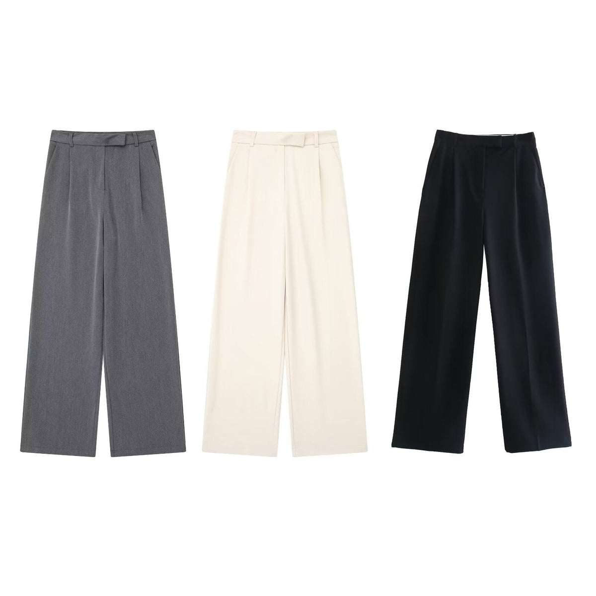 Wide Leg Trousers with Straight Hem for Women