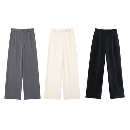Wide Leg Trousers with Straight Hem for Women
