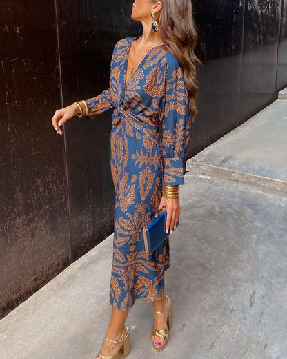 Printed Flowing Midi Dress for Women