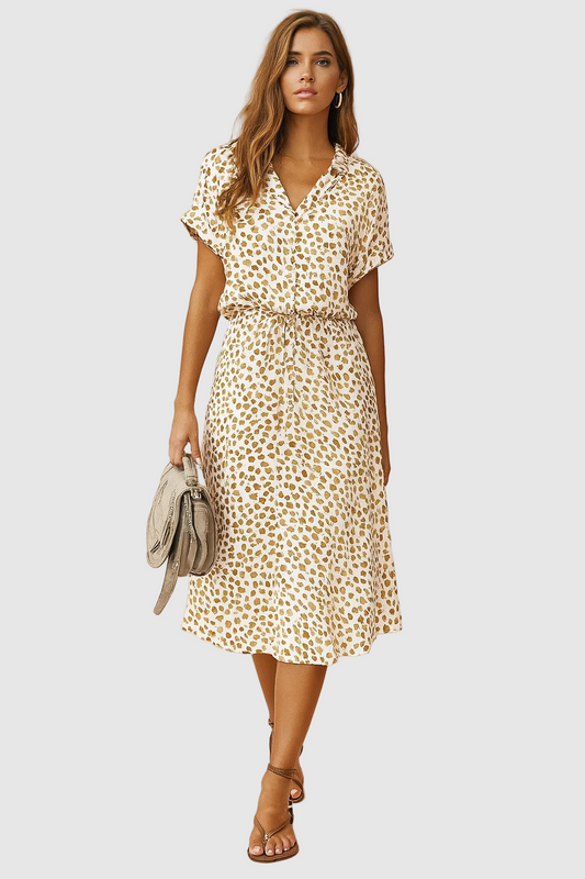 Boho midi dress floral tiered hem for women